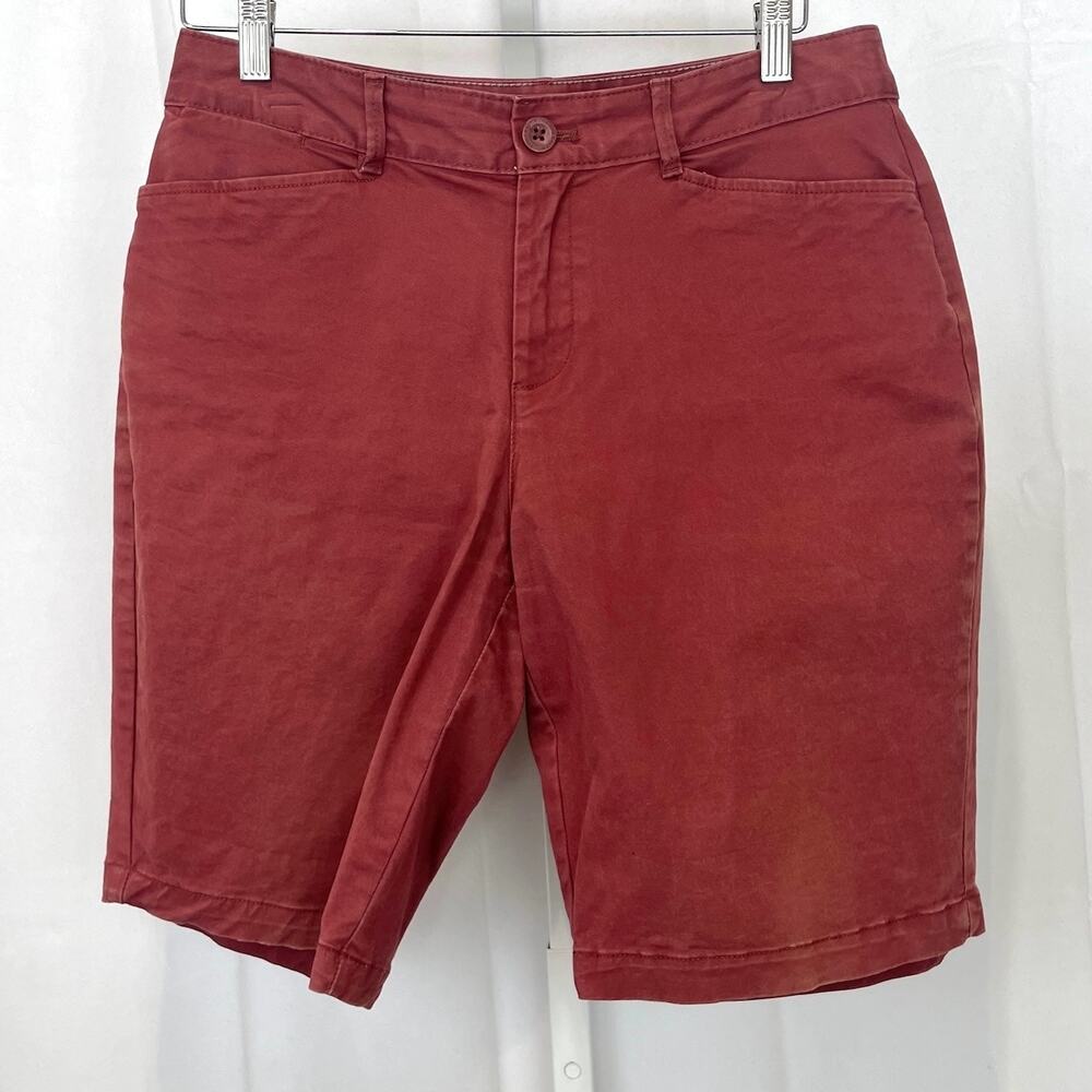 EDDIE BAUER Legend Wash Curvy Fit Stretch Chino Shorts Cotton Berry Wine Red 6